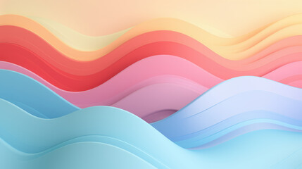 Wall Mural - Wavy Pastel Rainbow Colors Abstract Background