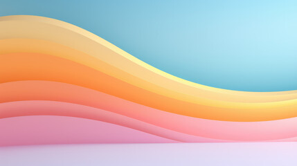 Wall Mural - Wavy Pastel Rainbow Colors Abstract Background