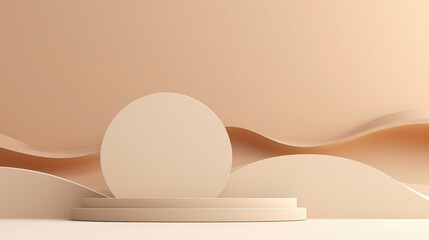 Wall Mural - Simple Nude Colors Abstract Background with Podium