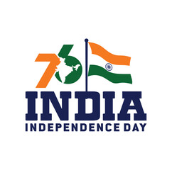 Wall Mural - India Independence day. 76 Years Anniversary.  August 15, 1947. Vector Logo.