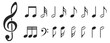 Music notes icon collection with treble clef symbol