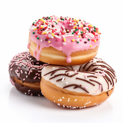 Donuts isolated on white background. Made with generative ai