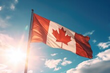 Canada Flag Flying In The Sky