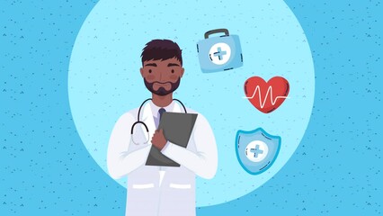 Poster - afro male doctor character animation