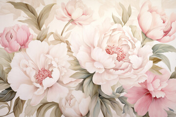 Wall Mural - Pattern art floral watercolor