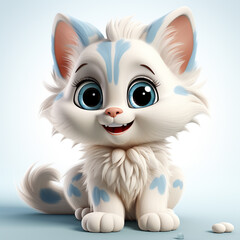 Wall Mural - Cute cat cartoon on a white background
