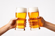 © agungai - Hands toasting with glasses of beer isolated on white background