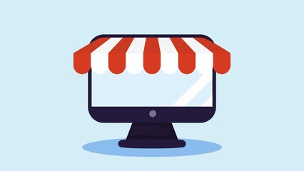 Wall Mural - desktop computer tech ecommerce animation