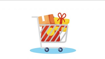 Wall Mural - classic shopping cart market animation