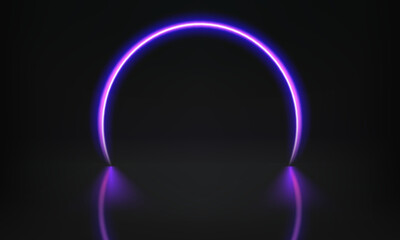 Poster - Abstract studio with glowing vibrant neon light. 3d vector illustration