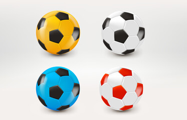 Poster - Color soccer ball icon with green check mark. 3d vector icon 
