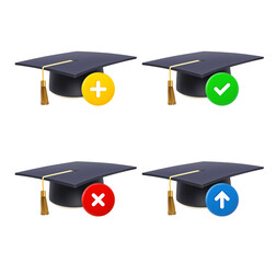 Aufkleber - Graduation cap icon set with different pictograms. 3d vector icons set