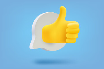 Poster - Speech bubble with like hand. 3d vector illustration