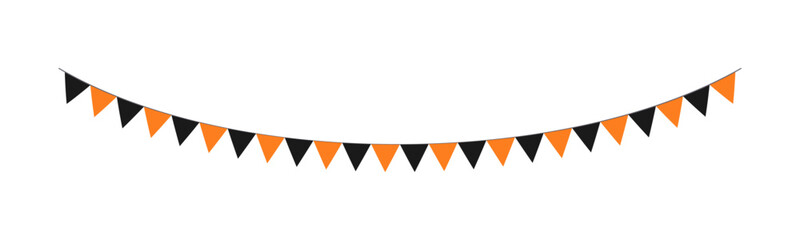 Wall Mural - Cute Orange and Black Halloween Bunting Garland Illustration. Simple banner hanging party classy decor vector element.