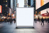 Fototapeta  - Digital Media Blank white mock up of advertising light box billboard at city background, advertising, Generative AI