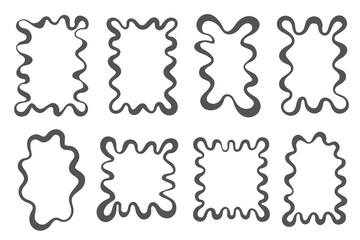 Wall Mural - y2k squiggle frame. zigzag wavy border for story. rectangle serrated retro groovy shapes set. cute f