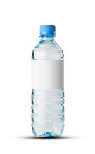 Soda Water Bottle With Blank Label. Isolated On Transparent