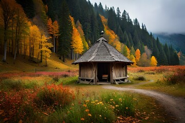 Wall Mural - autumn in the mountains generated ai