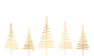 golden christmas tree line art style. christmas element vector eps 10