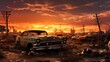 sunset at the junkyard