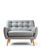 © Salander Studio - stylish gray sofa on wooden legs on white background - created using generative AI tools