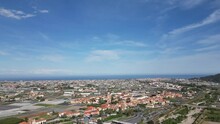 Drone View Of A Beautiful City From Italy, Albenga. Drone View, From Right To Left Move.