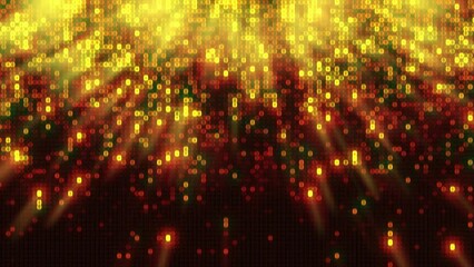 Wall Mural - golden glowing glitter neon led light cubes luxury motion. abstract christmas decoration design back