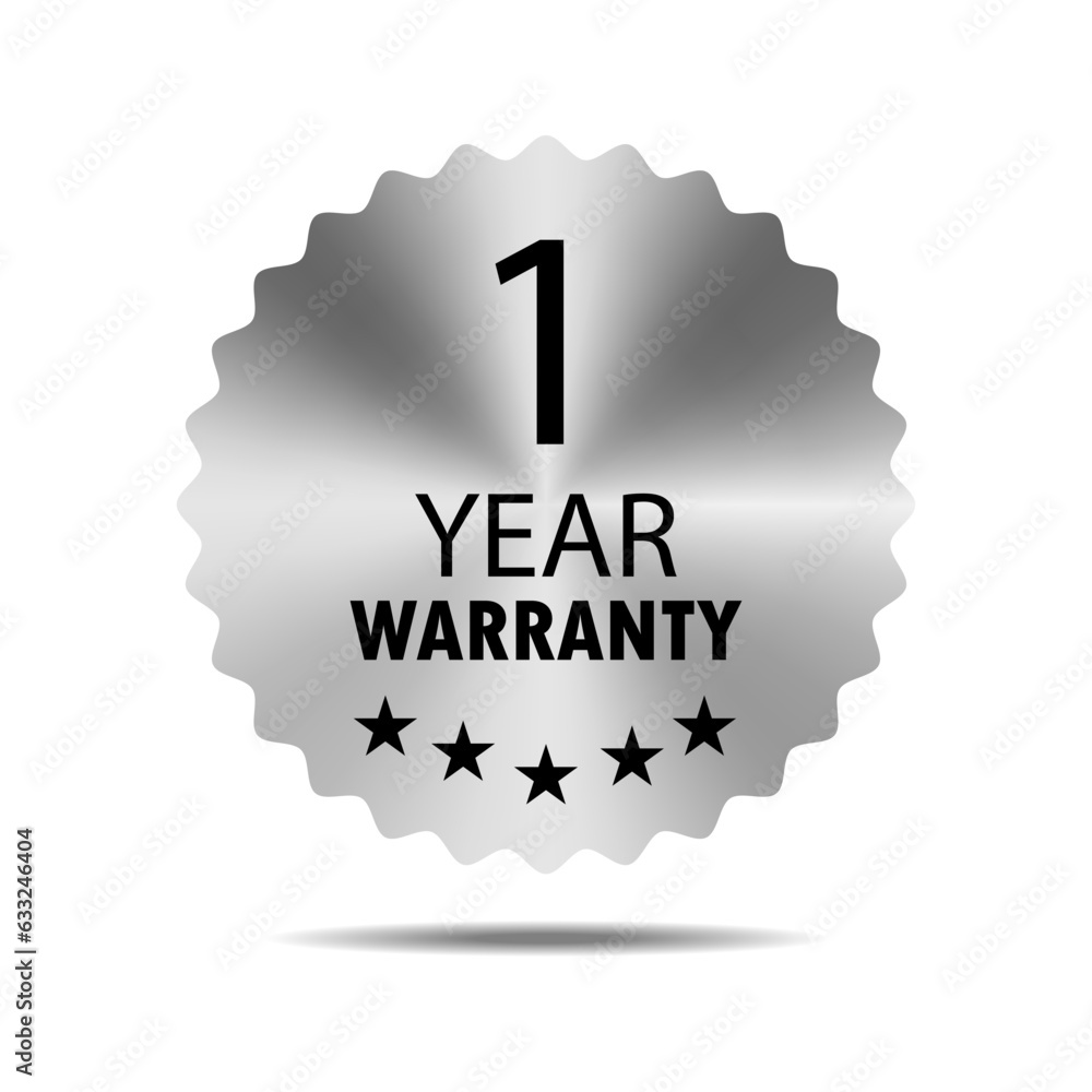 One Year Service Sticker 1 year warranty seal stamp, vector label. Hologram stickers labels with ...