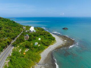 Canvas Print - Top view of Taitung sea coastline in Taiwan