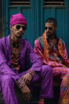 Stylish indian people on the street.