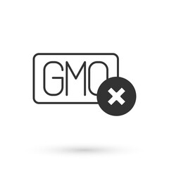 Grey No GMO icon isolated on white background. Genetically modified organism acronym. Dna food modification. Vector