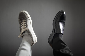 Work Life Balance Concept. Business and casual shoes