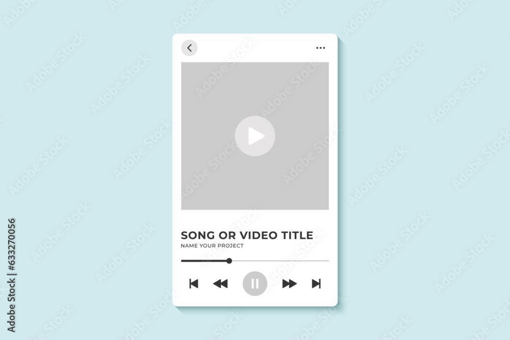 Podcast music player frame mockup vector design interface. Video player ...