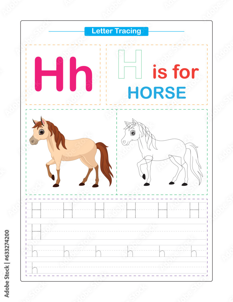 Uppercase and Lowercase. Cute children. Colorful ABC alphabet tracing ...