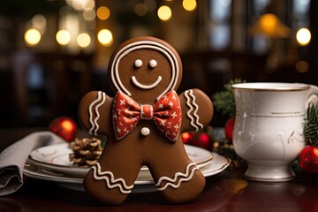 Seasonal cookie charm Gingerbread man with joyful icing details 