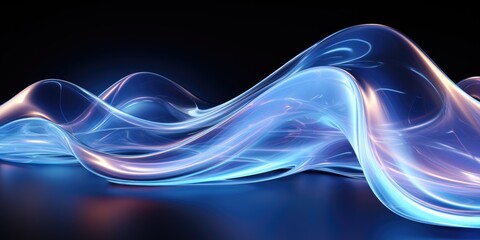 Abstract blue dynamic wavy background. 3d illustration. generative ai