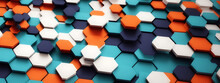 Colorful Hexagon Wall Texture Background. 3d Rendering.