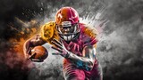 Fototapeta Sport - Colorsplash of Professional American Footballplayer