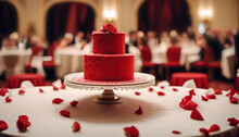 Beautiful Red Wedding Cake With Copy Space Ai Generated