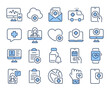 © lanastace - Digital healthcare and telemedicine blue editable stroke outline icons set isolated on white background flat vector illustration. Pixel perfect. 64 x 64.