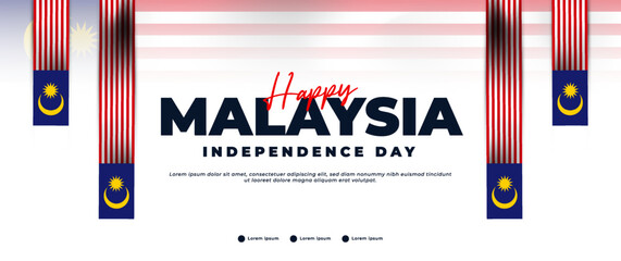 Wall Mural - happy malaysia independence day greeting banner with flag elements