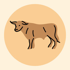 Wall Mural - Bull color line icon. Farm animals. 