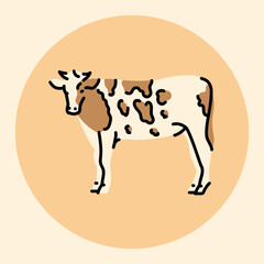 Wall Mural - Cow black line icon. Farm animals.