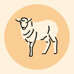 Wall Mural - Sheep black line icon. Farm animals.