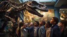School Field Trip To A Museum Engages Students In An Immersive Learning Experience, Where Their Curiosity Is Piqued, Questions Are Answered. Generated By AI.