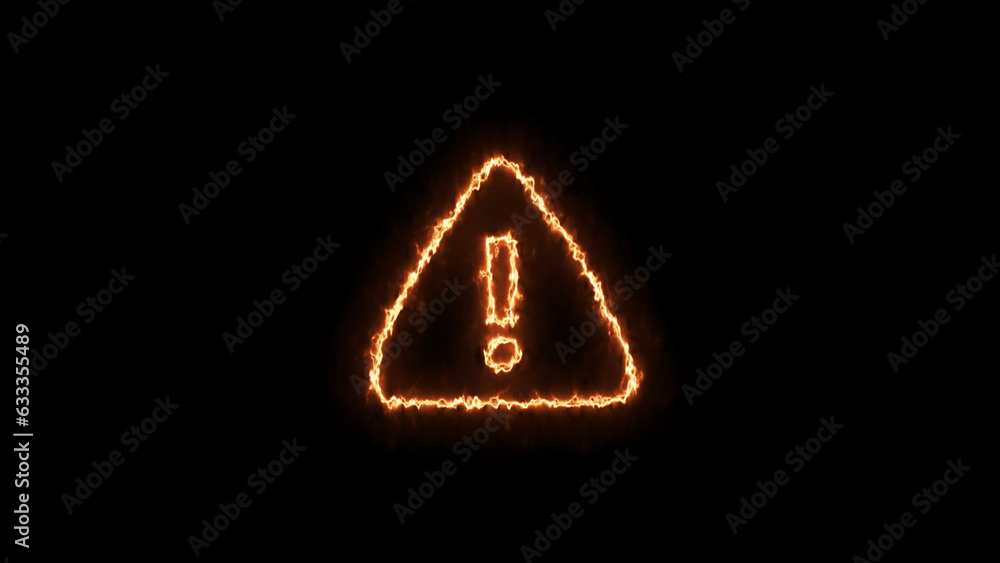 Illustration Stock fire effect warning sign on black background ...