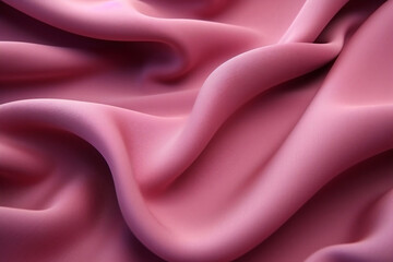 A piece of silk fabric lies in beautiful wave layers pink