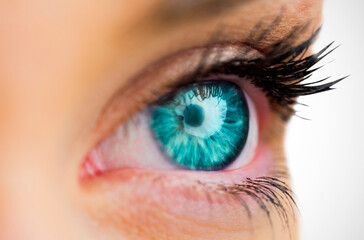 Wall Mural - digital png photo of eye of caucasian woman on transparent background