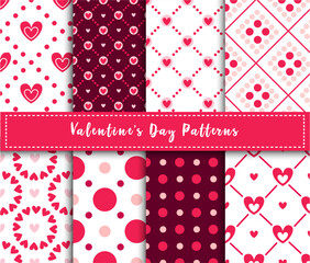 Valentine Day Abstract Seamless Pattern Set