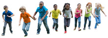 Digital Png Photo Of Diverse Children Running On Transparent Background